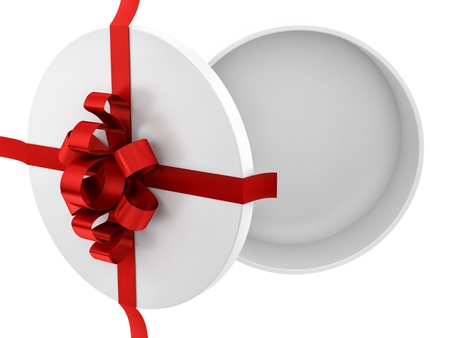 render of an empty gift box, isolated on white の写真素材