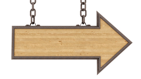 render of a wood sign, isolated on white の写真素材