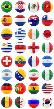 render of soccer balls, isolated on white