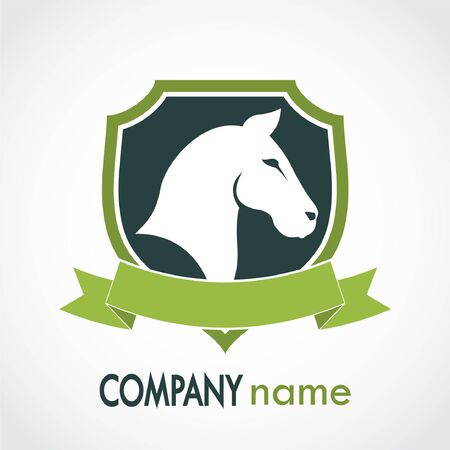 horse heraldry shield greenのイラスト素材