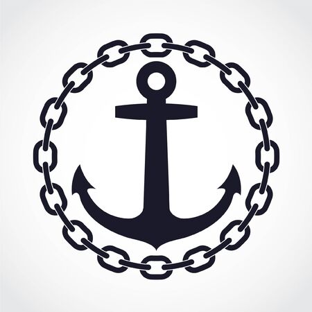 Anchor with chain circle logoのイラスト素材