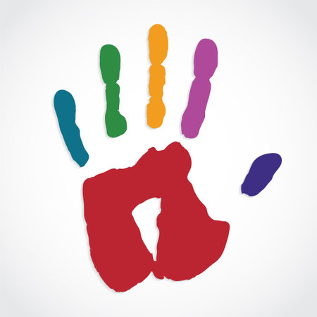 colorful hand print on white background vector illustrationのイラスト素材