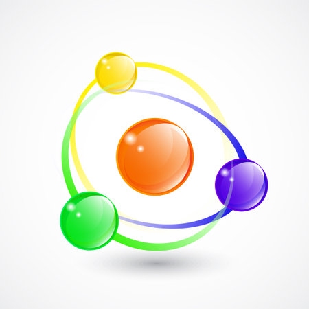 abstract color globes symbol atom modelのイラスト素材