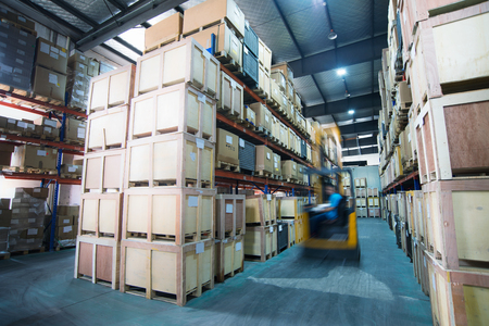 Shelves in a factory warehouseのeditorial素材