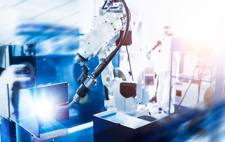 Automated welding machine close up view