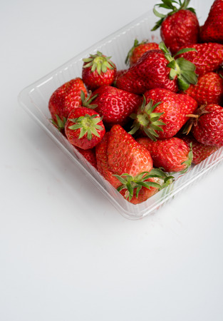 A box of fresh strawberriesの写真素材