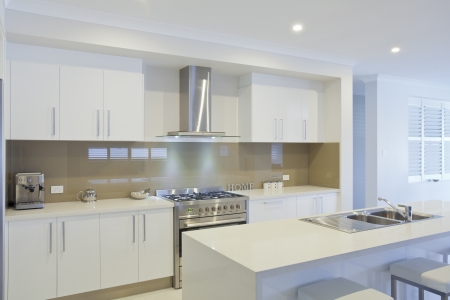 New modern kitchen with stainless steel appliancesの写真素材
