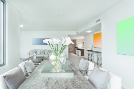 Dining area in modern apartment