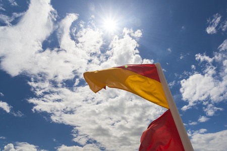 Surf life saving flag on australian beach