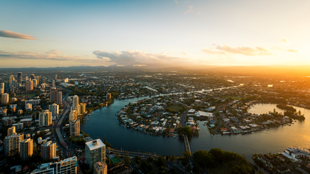 Southern Gold Coast looking towards Broadbeach at dusk