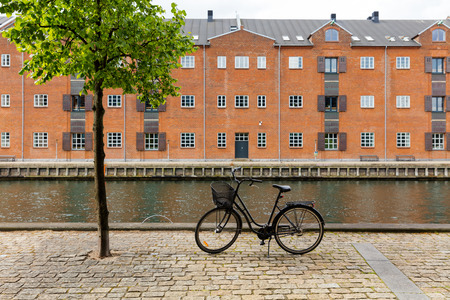 Bike on Copenhagen bike lane in Denmarkの写真素材