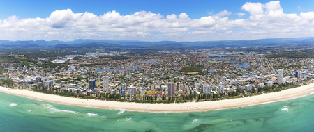 Panoramic view of sunny Burleigh Heads on the Gold Coast, Queensland Australiaの写真素材
