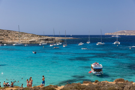 The world famous Blue Lagoon on Comino Island, Maltaのeditorial素材