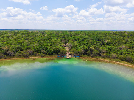 Aerial view of Punta Laguna, Quintana Roo, Mexicoの写真素材