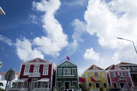 WILLEMSTAD, CURACAO- September 21, 2018: Willemstad is the capital city of Curacao, a Dutch Caribbean island. Itâs known for its old town center, with pastel-colored colonial architecture.のeditorial素材