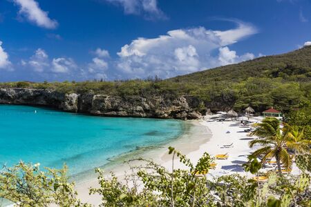 The pristine Grote Knip beach on the tropical Caribbean Island of Curacaoの写真素材