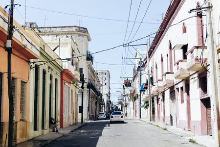 Empty street in the summer sun in Havana, Cubaの写真素材