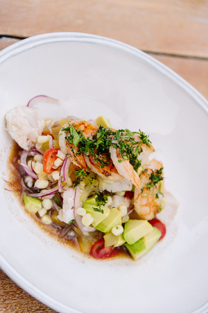 Shrimp and avocado saladの写真素材