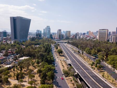 Mexico City - Periferico and Reforma panoramic viewのeditorial素材