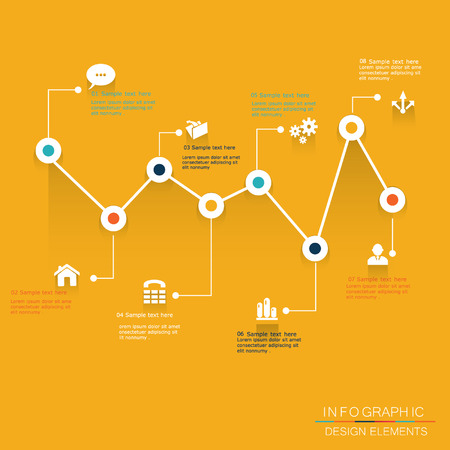 Infographic arrow diagram graph chart with iconsのイラスト素材