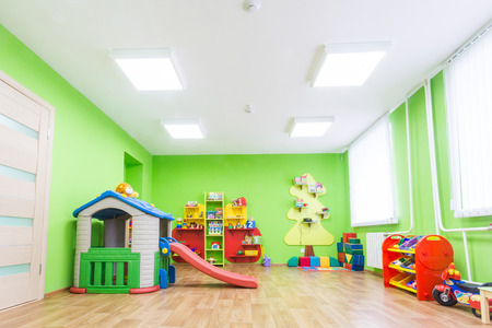 Bright Green Game Room in the Kindergartenの写真素材