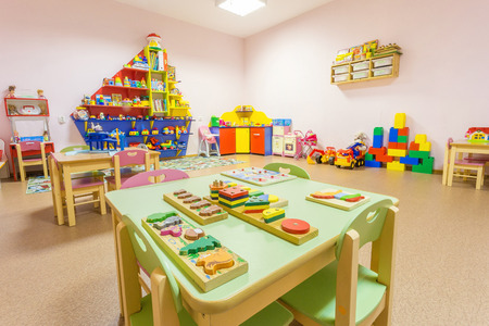 Peach colored game room in the kindergarten.の写真素材