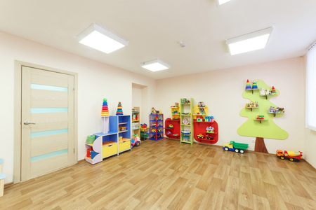 Light pink colored game room in the kindergartenの写真素材