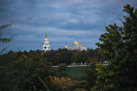 Panorama of the view of the ancient Russian city of Vladimir. Summer. Duskの写真素材