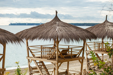 bungalow on the beach in Abkhaziaの写真素材