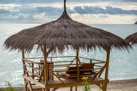 bungalow on the beach in Abkhaziaの写真素材