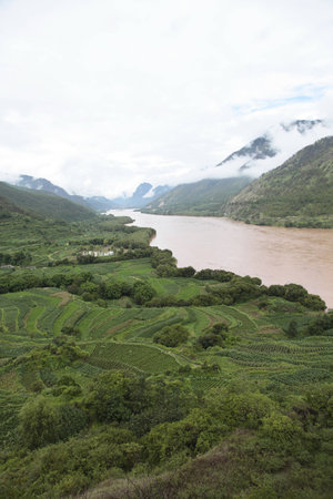 Jinsha River in Lijiangの写真素材