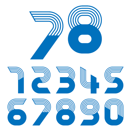 Modern set of numbers. Vector abstract numbers create from solid and line on white background for poster, title headline or corporate identityのイラスト素材