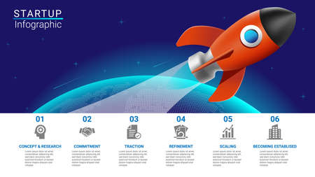 Red rocket flying on blue background. Vector illustration. Can be used for planning, strategy, workflow layout, business step.のイラスト素材