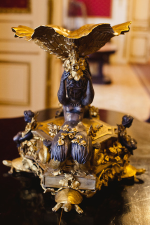 carving element. furniture in baroque style. luxury furniture, use as background. Potocki Palace, Lvivの写真素材