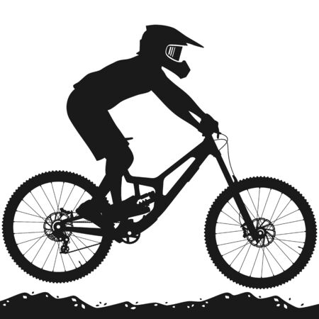 Concept silhouette design illustrator vector of Downhill Mountain Biking Silhouette.のイラスト素材
