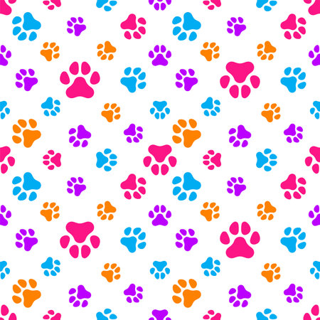Dog paw print vector of animal footprints seamless patterns pawprint clipartのイラスト素材