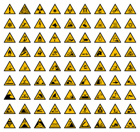 Warning sign vector of Hazard pictogram icon Caution triangle symbol clipartのイラスト素材