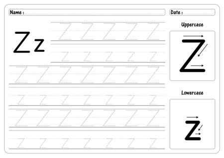 Trace worksheet vector of Tracing Letter Z handwriting Guide worksheetsのイラスト素材
