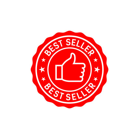 popular best-selling clipart vector of thumb best seller badge stamp symbolのイラスト素材