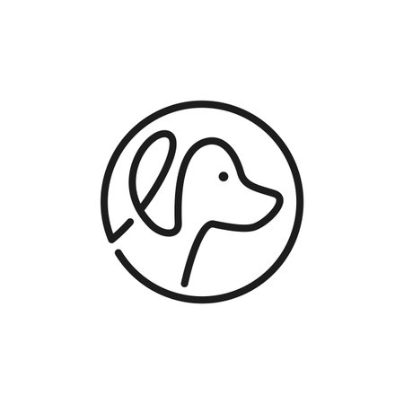 Dog Logo vector of animal  lineart pet shop symbol, isolated on white background.のイラスト素材