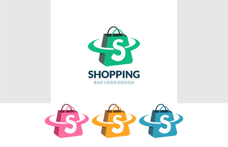Online Shop Logo vector of Letter S Shopping bag icon store cart symbol business clipartのイラスト素材