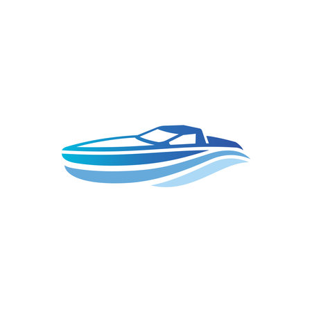 Speedboat Logo of vector ship symbol design nautical cruise yacht clipartのイラスト素材