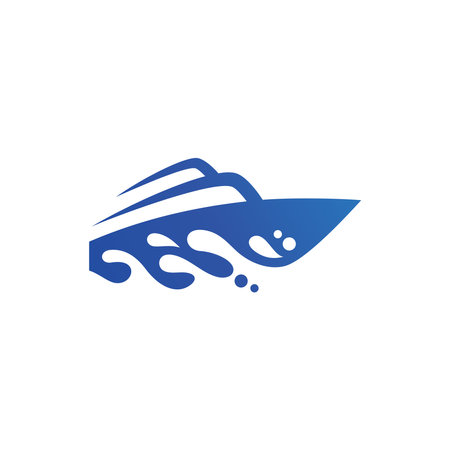 Speedboat Logo of vector ship symbol design nautical cruise yacht clipartのイラスト素材