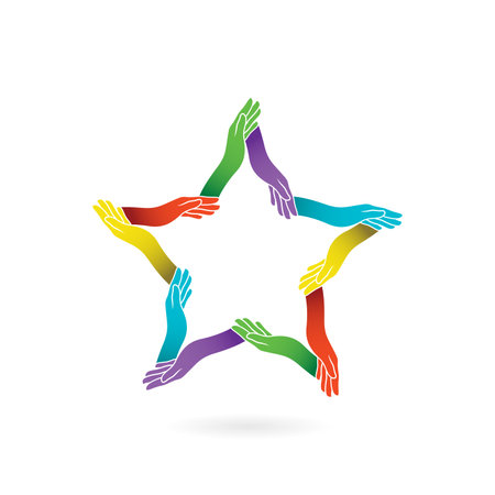 Star People teamwork Helping Hand vector charity care hands clipart society symbolのイラスト素材