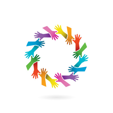 People teamwork Helping Hand vector charity care hands clipart society symbolのイラスト素材