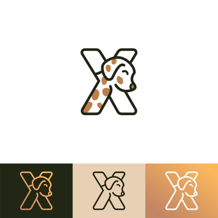 Puppy Dog Logo of pet Letter X veterinary Dogs care shop icon Animal symbol clipart vectorのイラスト素材