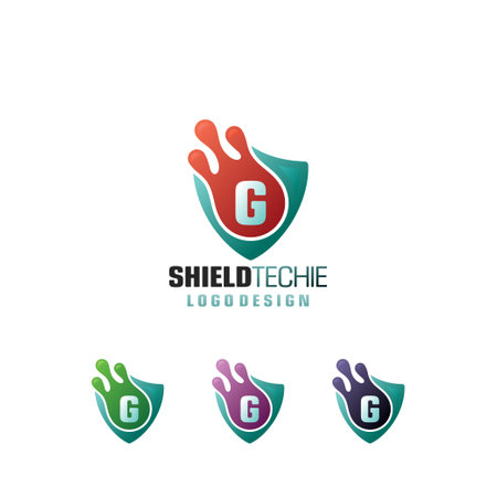 Shield tech G letter Logo of protection symbol security business icon secure technology company identity vector clipartのイラスト素材