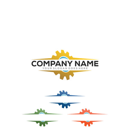 Gear Logo of vector machine engineering symbol mechanic wheel industrial engine factory iconのイラスト素材