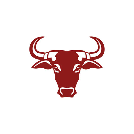 Bull head logo silhouette of buffalo face clip art vector. cow icon animal symbol, isolated on white background.のイラスト素材