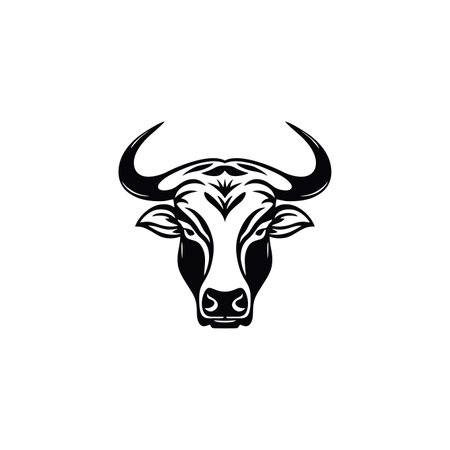 Bull head logo silhouette of buffalo face clip art vector. cow icon animal symbol, isolated on white background.のイラスト素材